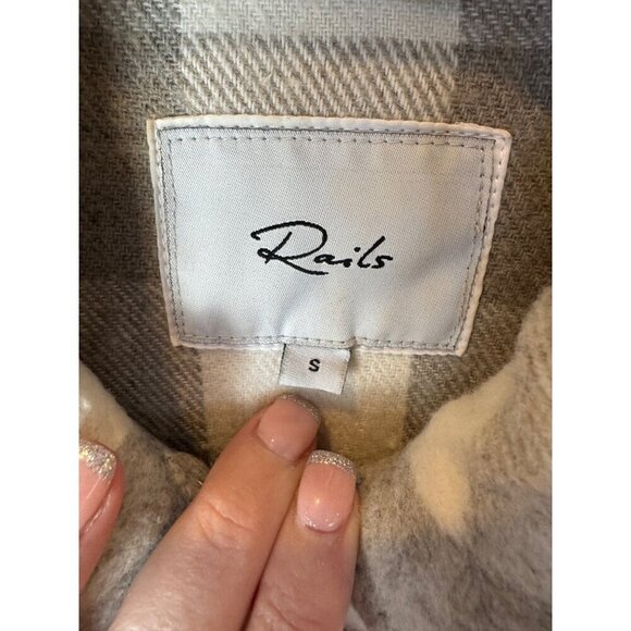 Rails Shirt Jacket Women Small Gray Ivory Tripp Shacket Plaid Flannel Cowgirl - Picture 10 of 15